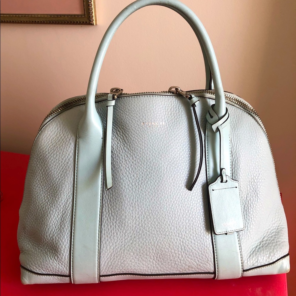 Pebbled leather light blue Coach Handbag